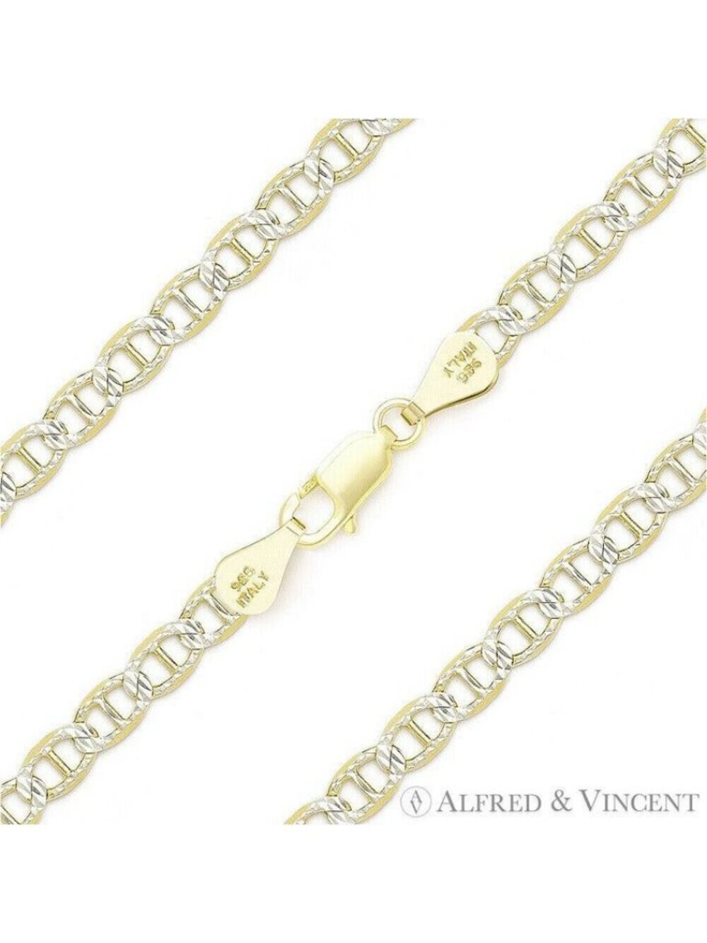 Marina Link Chain Anklet in .925 Sterling Silver w/ 14k Yellow Gold - 8"